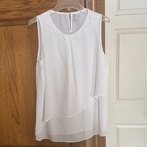 Elle Elegant White Sleeveless Top XS